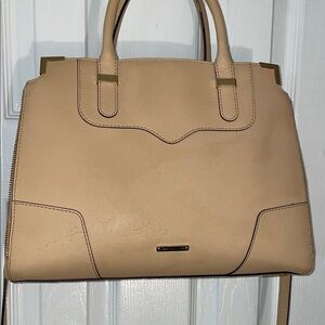 Rebecca Minkoff Blush Tan Saffiano Satchel with Crossbody Strap
